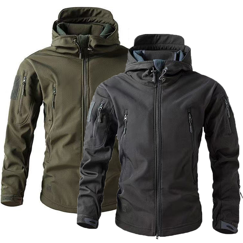 Outdoor Sport Coat - Inverno outono quente softshell velo capuz