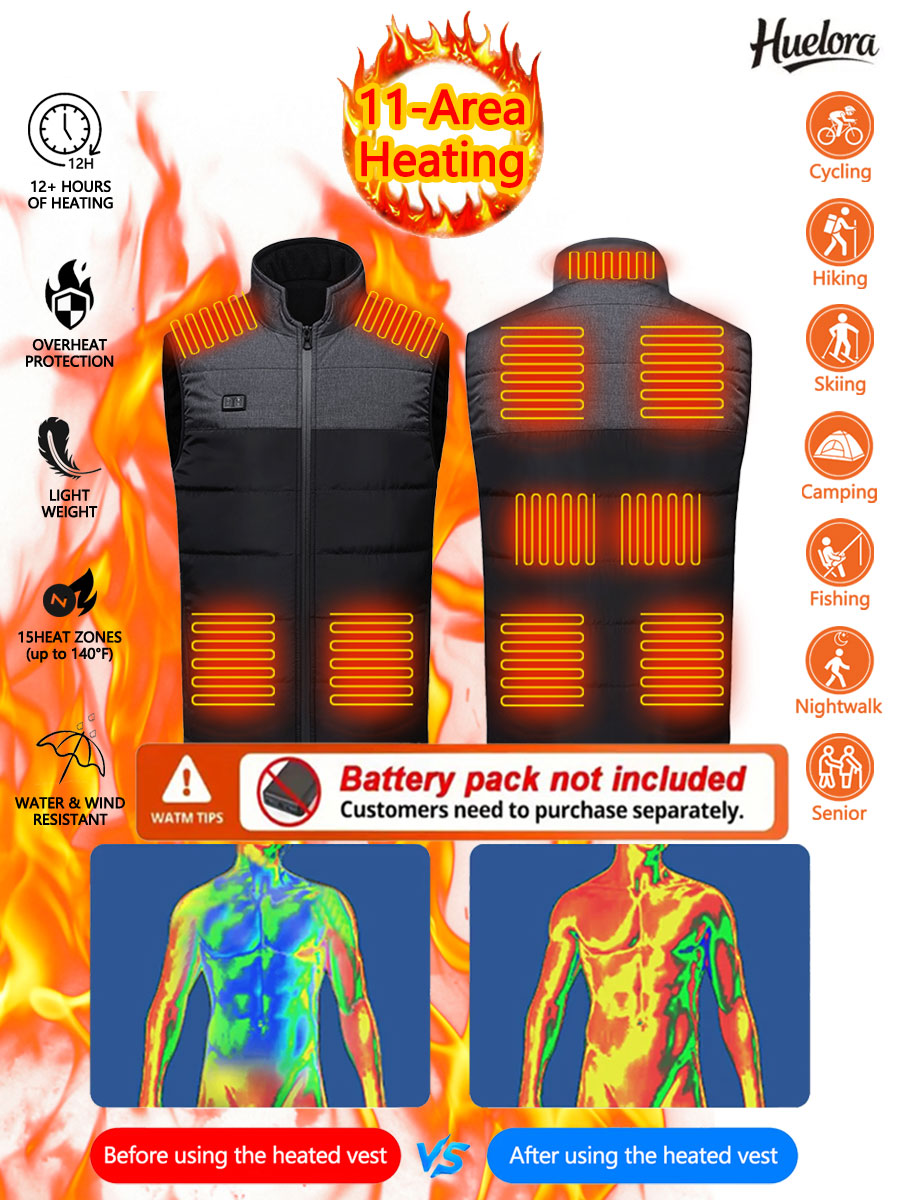 11 área aquecida gola colete m - Outdoor Sport Coat avaliação e preço